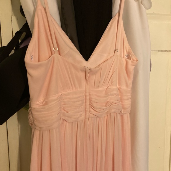 David's Bridal Ballet Pink floor length spaghetti strap bridesmaids dress - Picture 4 of 7